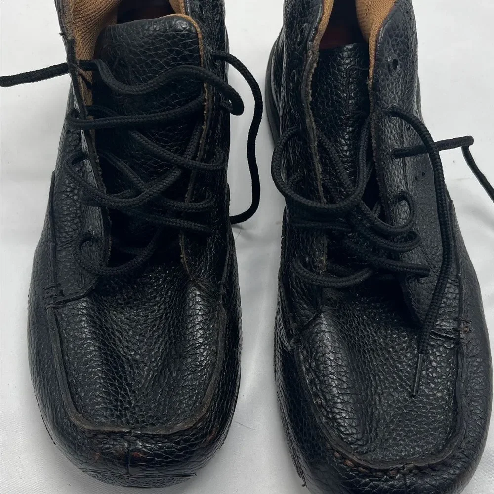 Leather Twisted X Black Lace Up Chukka Driving Mocs Boots